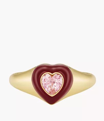Sadie Candy Hearts Gold-Tone Brass Center Focal Ring | Fossil (US)