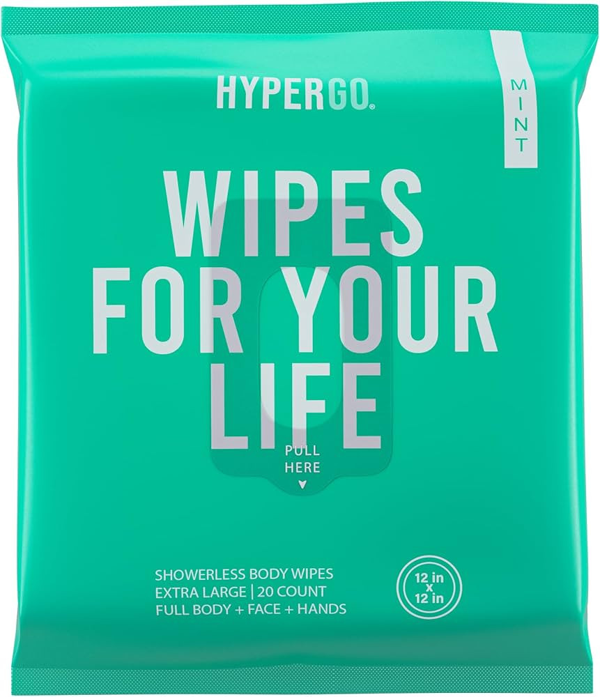 HyperGo Quick Mint Refreshing Body Wipes - Gym, Hiking, Travel, Camping, Post workout Wipes for C... | Amazon (US)