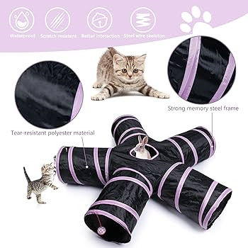 Sheldamy Cat Tunnel Toy, Collapsible 5-Way Cat Tunnel with Peek Hole and Play Ball, Cat Tunnels f... | Amazon (US)