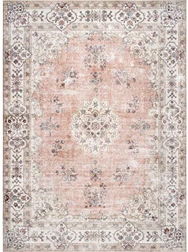 nuLOOM Ren Machine Washable Vintage Floral Area Rug, 5' x 8', Peach | Amazon (US)