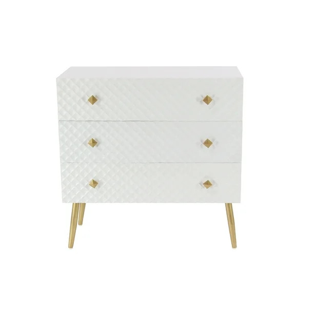 DecMode Wood Modern Minimalist Cabinet, White/Gold, 32" H - Walmart.com | Walmart (US)