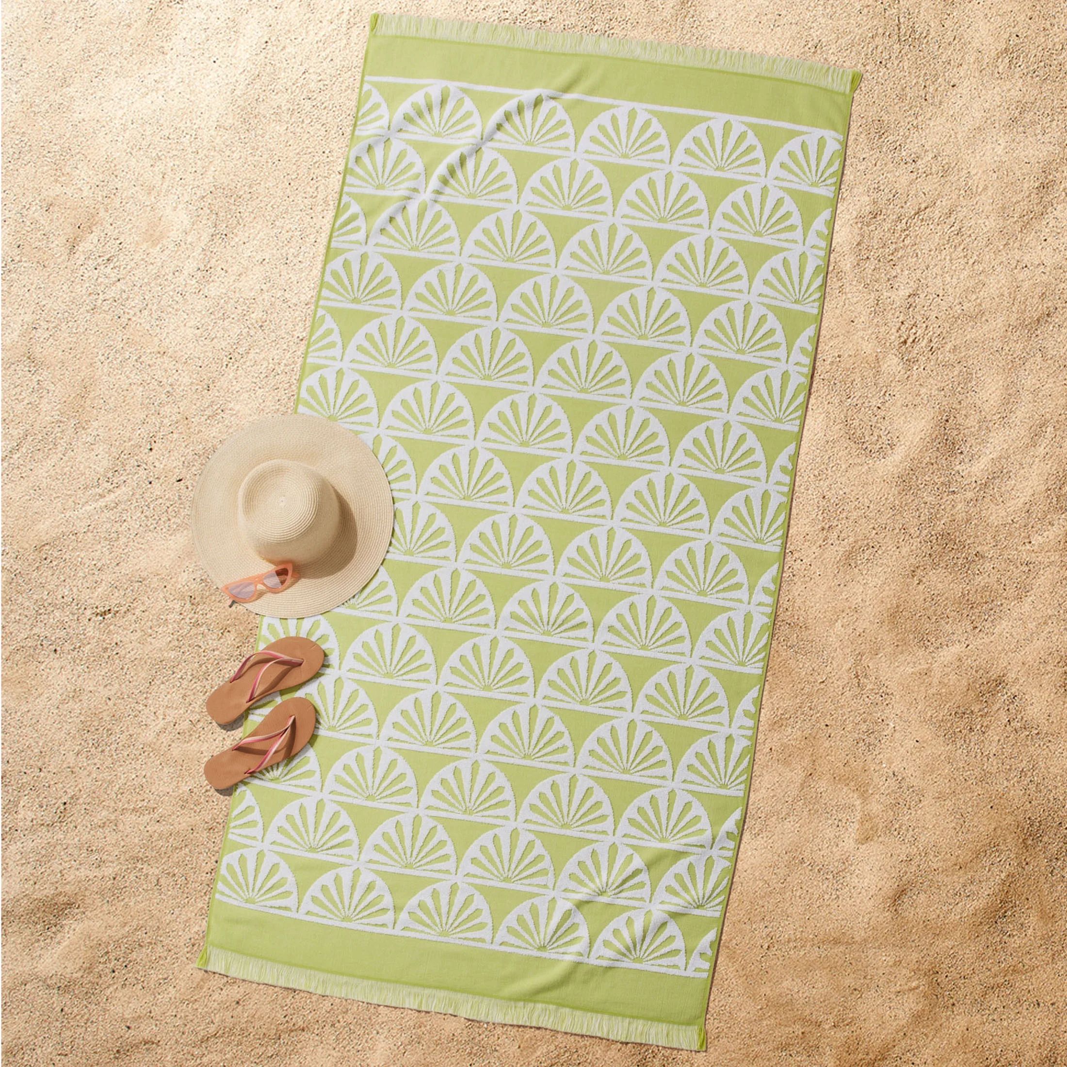 Better Homes & Gardens Oversized Cotton Blend Green Sun Print Beach Towel, 38" X 72" | Walmart (US)