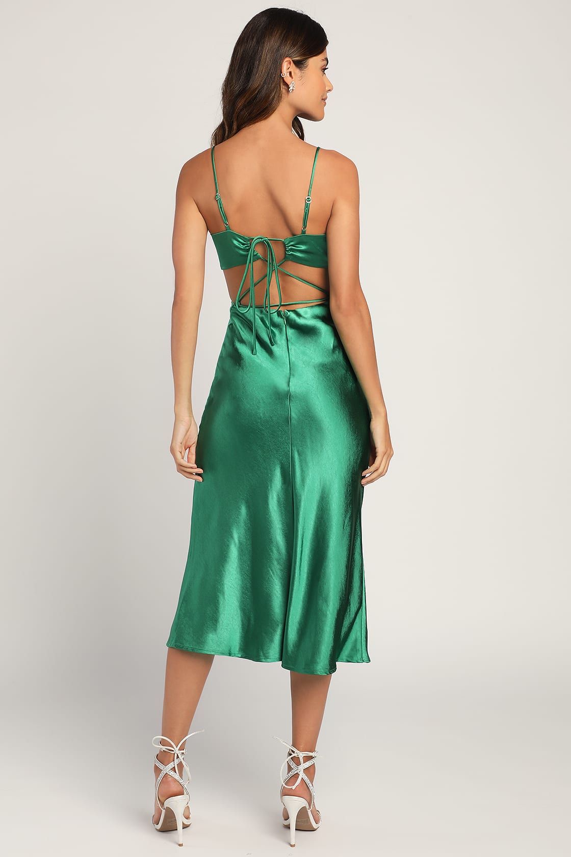 Intoxicating Aura Green Satin Sleeveless Slip Midi Dress | Lulus (US)