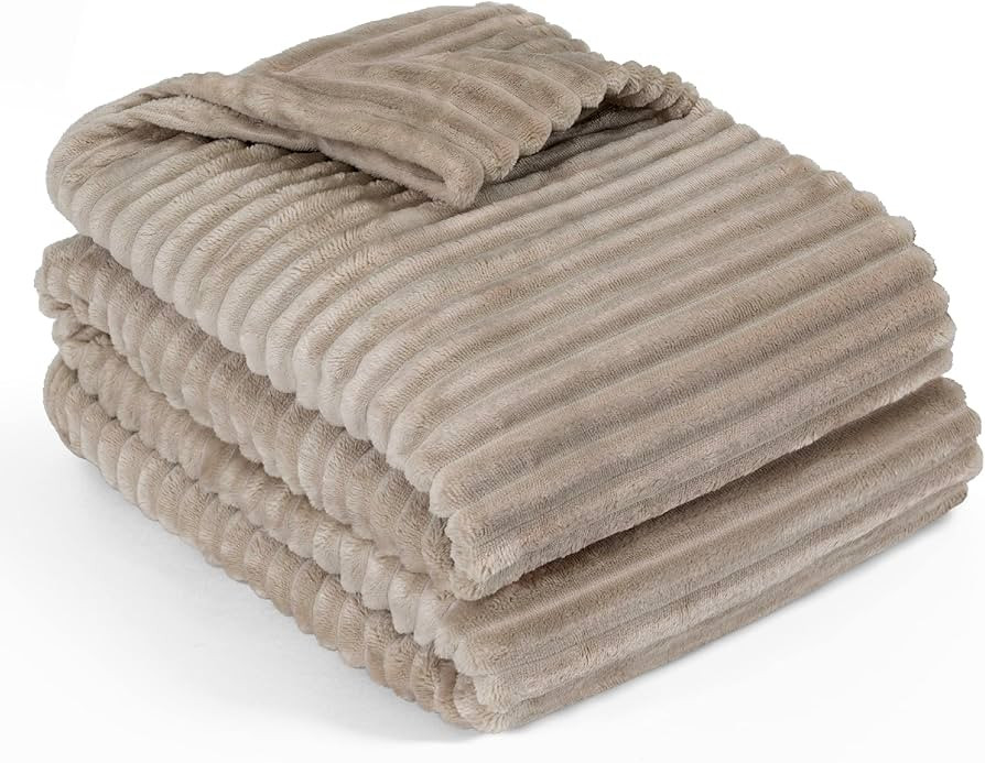 PAVILIA Soft Fleece King Bed Blanket Taupe Tan Camel, Large Fuzzy Plush Flannel Blanket, Warm Coz... | Amazon (US)