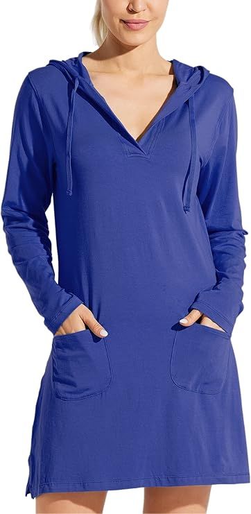 Willit Women's Long Sleeve Cotton Swim Cover Up UPF 50+ SPF Dress Hooded with Pockets Sun Protect... | Amazon (US)