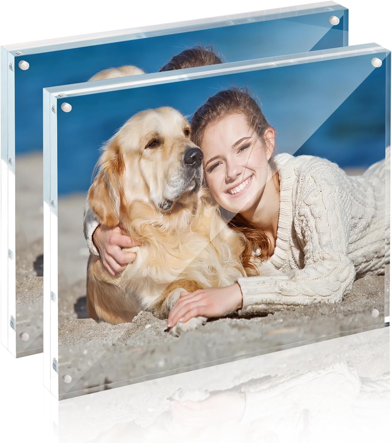 8x10 Acrylic Frame 2 Pack,20MM Thicker Frameless Clear Picture Frames | Amazon (US)