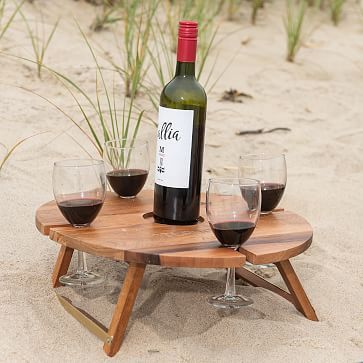 Wood Portable Wine Picnic Table | Mark and Graham | Mark and Graham