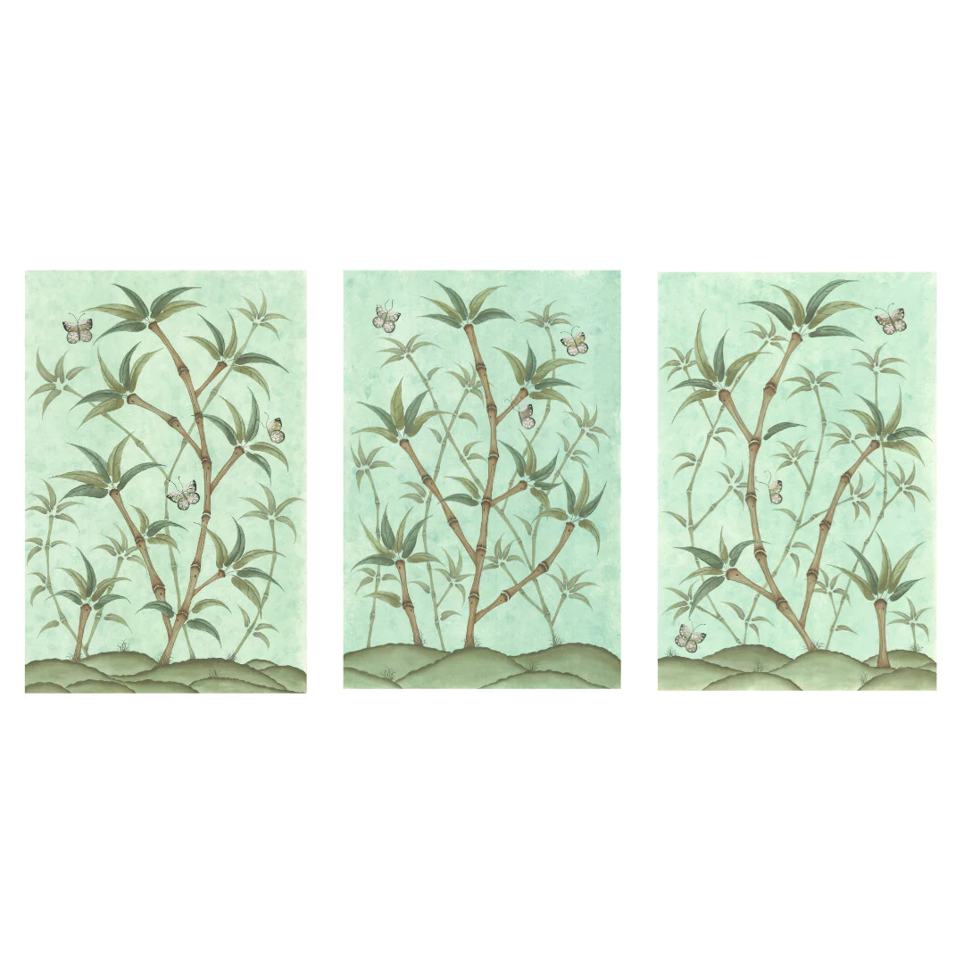 Bamboo En Fleur Triptych | Chinoiserie Panel, Set of 3 | Over The Moon
