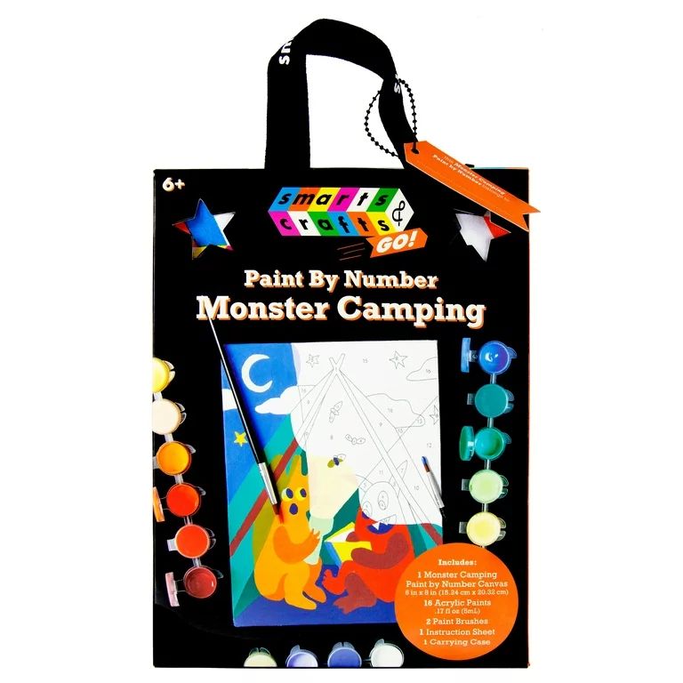 Smarts & Crafts Go: Monster Camping Paint by Number, 21 Pieces, Unisex for Kids & Teens | Walmart (US)