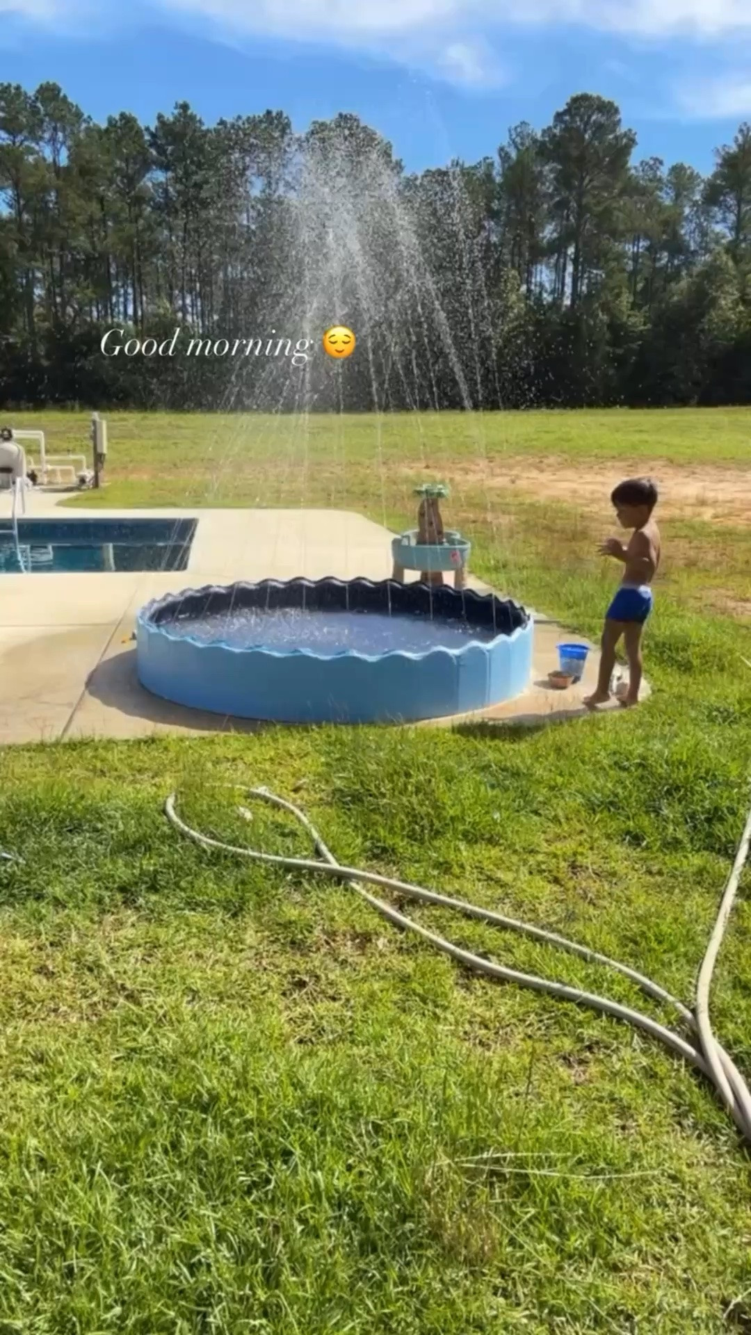 Good morning 😌 my kids are obsessed with this foldable pool and sprinkler! 

It was technically a gift for our dogs but of course the boys have taken over 😂 💙 I like adjusting the water pressure to get the larger sprinkler effects! So much fun for the summertime 🌞

#LTKHome #LTKSwim #LTKKids