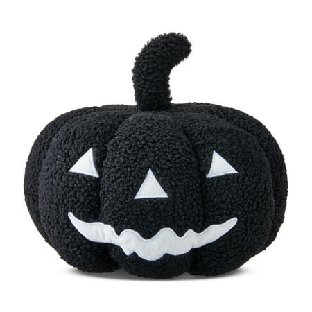 Black Fabric Smiling Face Pumpkin Harvest Tabletop Décor, 9", Way To Celebrate | Walmart (US)