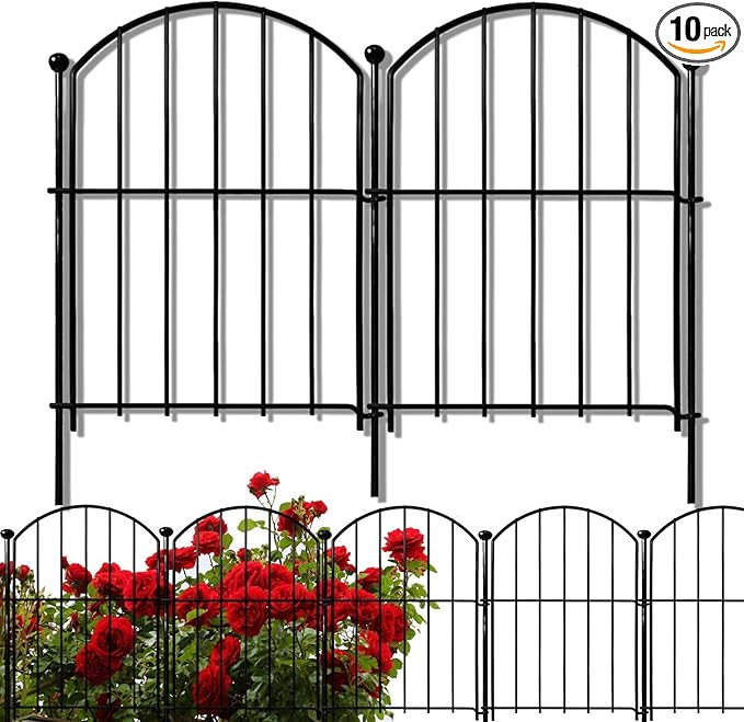 Decorative Garden Fence 17in x10ft, 10 Pack Rustproof Metal No Dig Fence Animal Barrier for Dog, ... | Amazon (US)