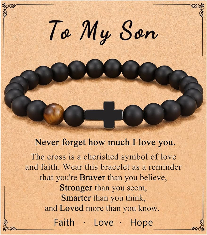 To Mens Gifts Cross Bracelet for Son, Grandson, Dad, Husband, Godfather, Men - Birthday Graduatio... | Amazon (US)