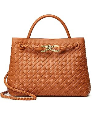 Woven Bag for Women Crossbody Handbag: Vegan Leather Small Tote Purse Trendy Shoulder Handbag Bow... | Amazon (US)