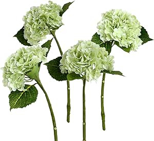 4pcs 21" Faux Green Hydrangeas Artificial Flowers, Real Touch Silk Hydrangea Flowers with Stems f... | Amazon (US)