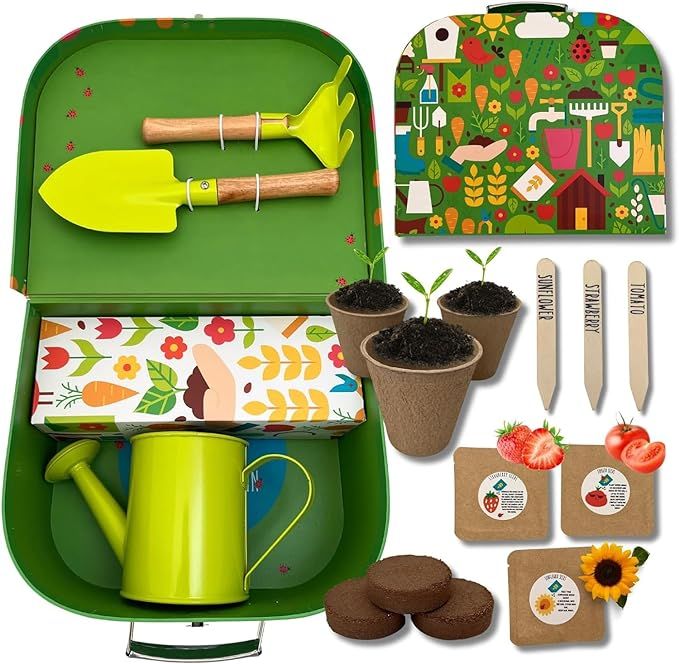 Kids Gardening Set - Gardening Tools for Kids 2 Garden Tools, Watering Can, 3 Seed Packets, & Mor... | Amazon (US)