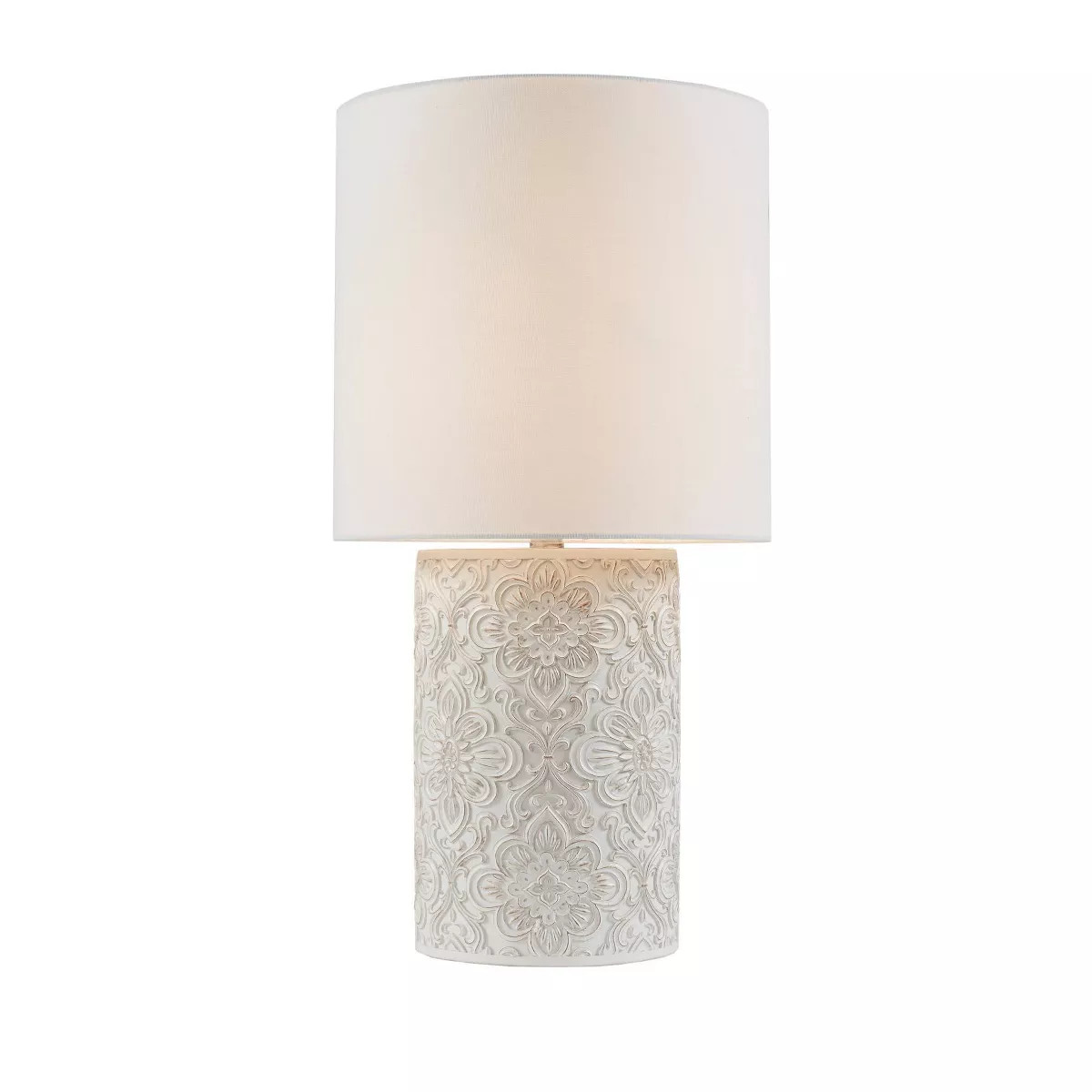 Ashbourne Embossed Floral Resin Table Lamp (Includes LED Light Bulb) Ivory - Hampton Hill | Target