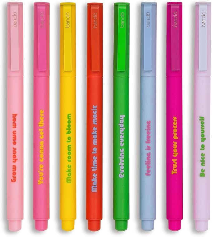 ban.do 8 Count Colored Pens, Fine Tip Pens with Assorted Ink Colors, Write On Felt Tip Pens for J... | Amazon (US)