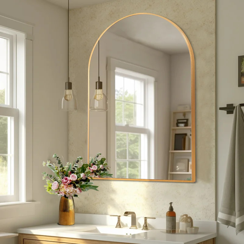 Wade Logan® Brazee Arch Wall Mirror Metal Bathroom Vanity Accent Mirror & Reviews | Wayfair | Wayfair North America