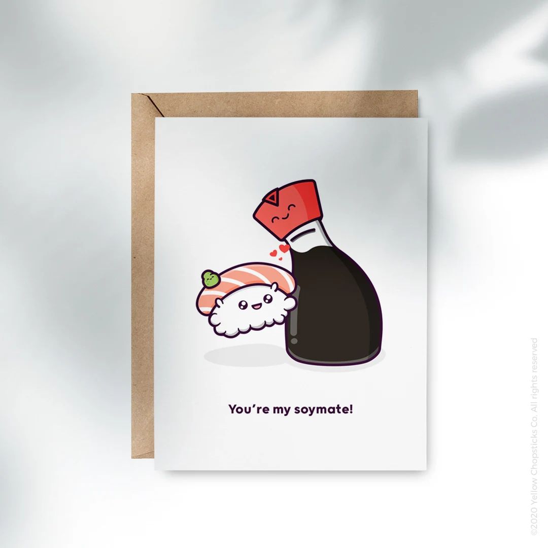 You're my Soymate - Valentine's Day Card, Birthday, Couple, Engagement, Wedding, Christmas, Sushi... | Etsy (CAD)