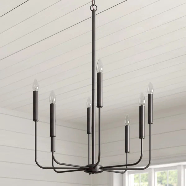 Roush 8 - Light Candle Style Classic Chandelier with Wrought Iron Accents | Wayfair Professional