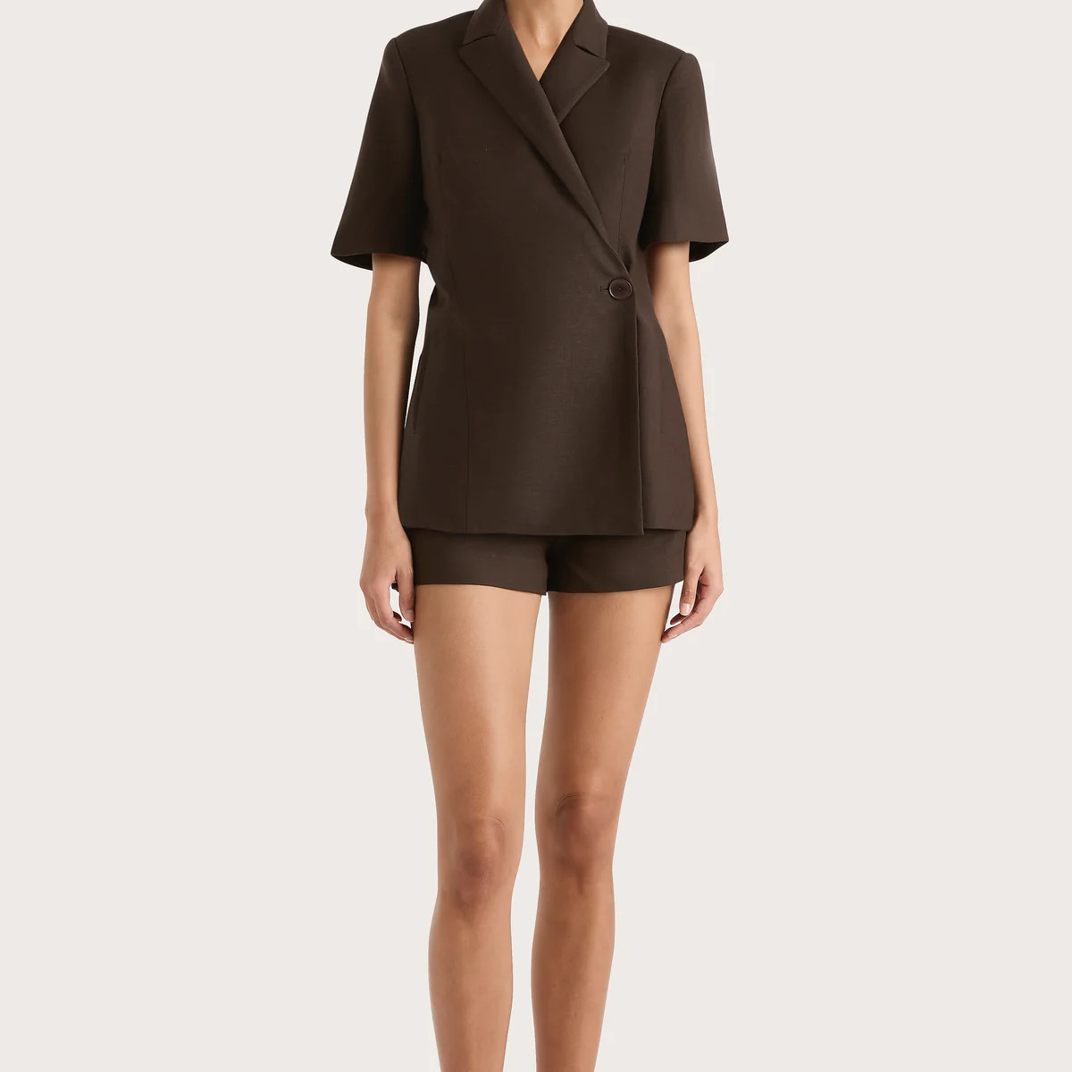 Enna Short Sleeve Blazer Chocolate | Faithfull (AU)