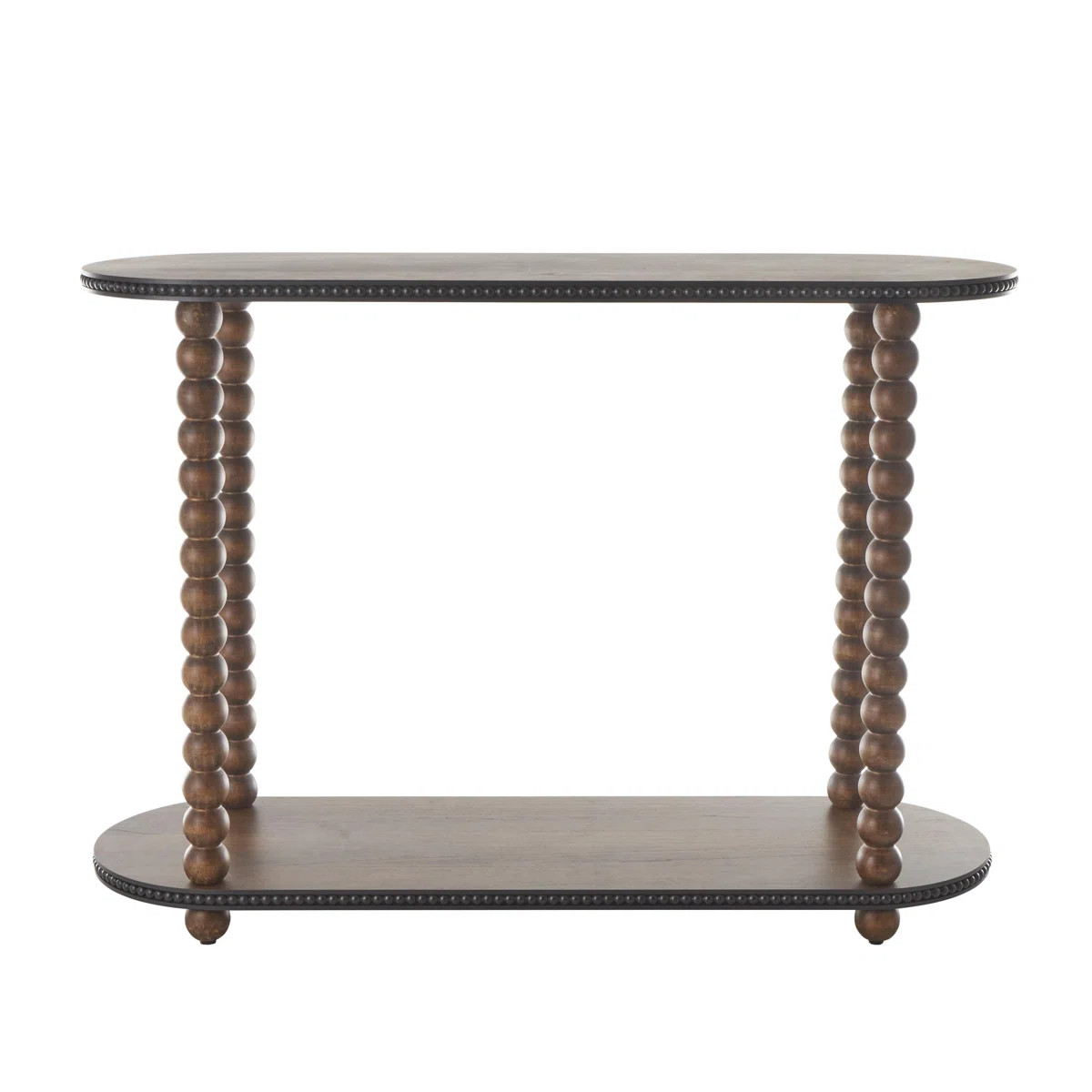 Chirillo Wood Oval Spindle 1 Shelf Brown Console Table with Beaded Edges | Wayfair North America