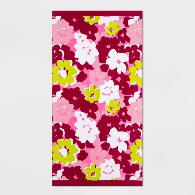 Floral Printed Bath Towel Pink - Sun Squad™ | Target
