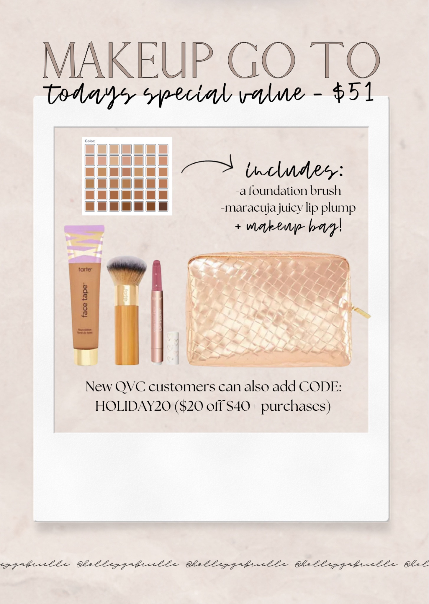 SO EXCITED AGAIN about this @tartecosmetics SUPER SIZE combo on @qvc for $51 total this weekend😳✨🙌🏽🤎 y’all KNOW this is my fave foundation from them! Such an amazing flawless coverage & SO MANY shades!

It’s a great bundle deal if you’re wanting to get a good amount of it to use this year! + new customers can use code HOLIDAY20 for $20 off!! #ad #LoveQVC 

Tarte / makeup deals / shape tape / face tape / maracuja juicy lips / Holley Gabrielle 

#LTKHoliday #LTKBeauty #LTKSaleAlert