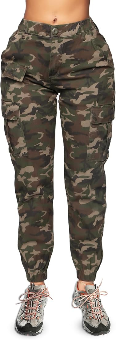 Women's High Waist Cargo Jogger Hiking Pants Casual Elastic Waistband Tapered Sweatpants with 6 P... | Amazon (US)