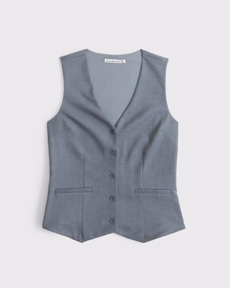 Abercrombie & Fitch Women's Easy Tailored Vest in Gray - Size XXS | Abercrombie & Fitch (US)