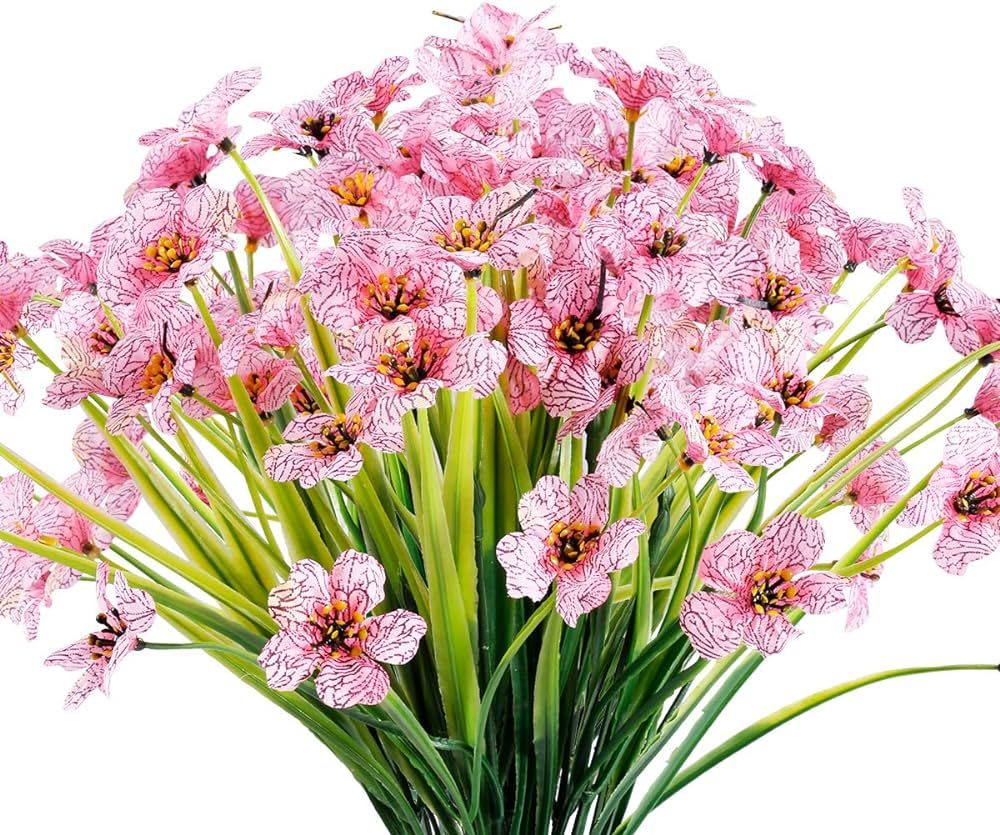 12 Bundles Artificial Flowers Outdoor UV Resistant Fake Flowers No Fade Faux Plastic Plants Garde... | Amazon (US)