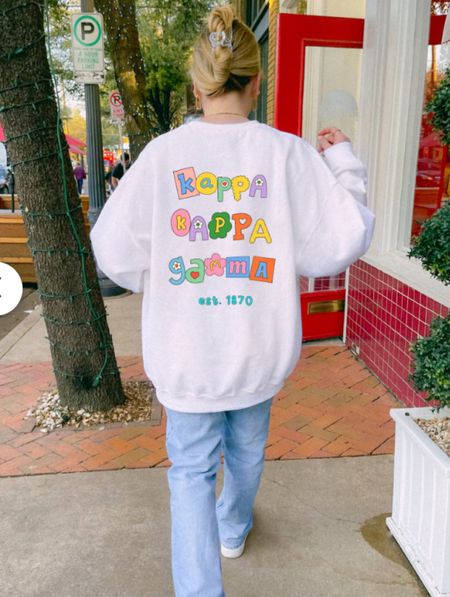 Kappa Kappa Gamma Fun Doodle Scrapbook Crewneck | Kappa Trendy College Greek Custom Sweatshirt | Big Little Sorority Gift