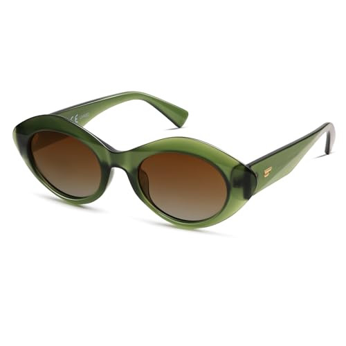 VANLINKER Polarized Trendy Thick Oval Round Sunglasses for Women Retro Shades VL9825 | Amazon (US)