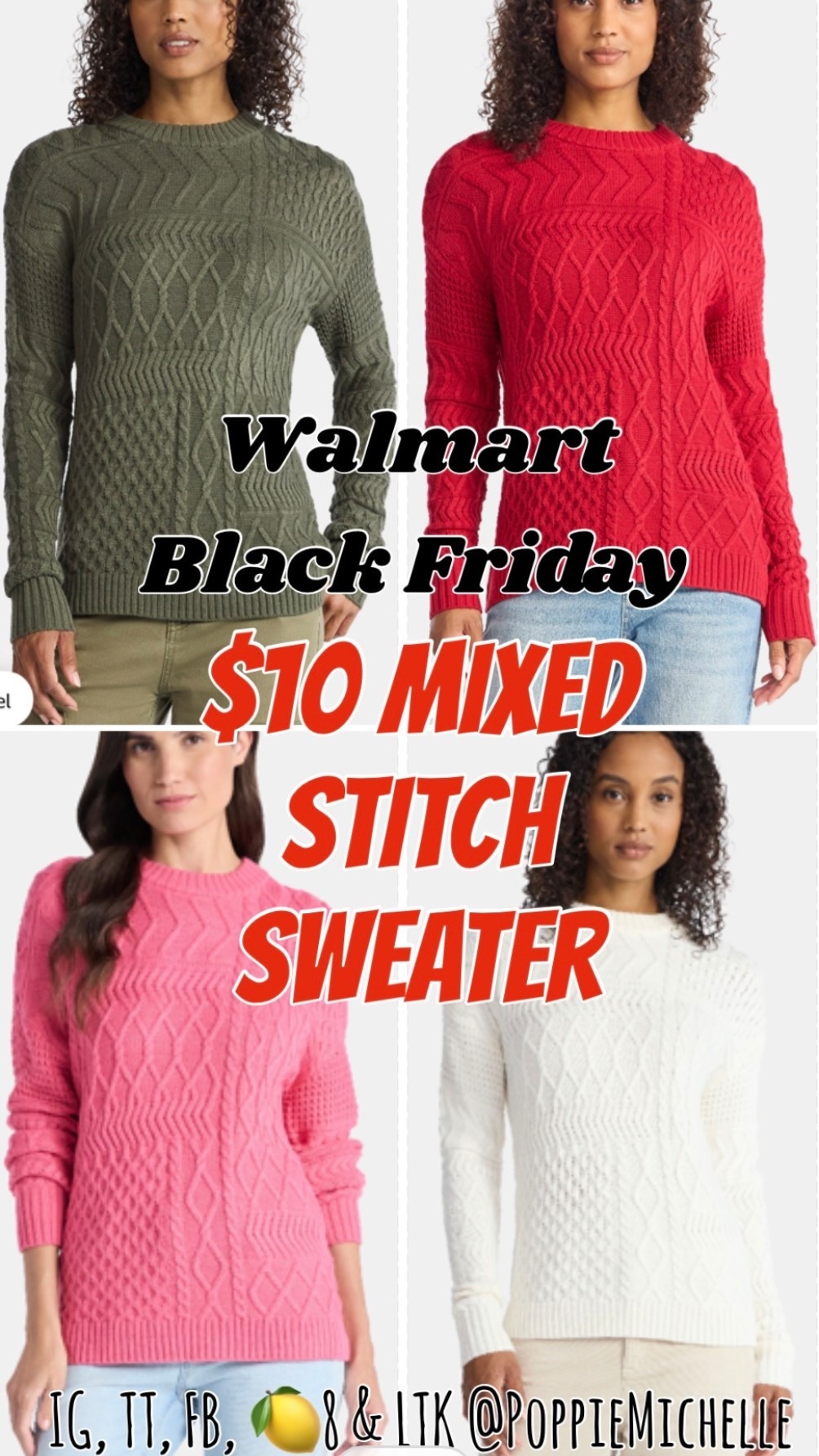 Walmart Black Friday sale

Sage green sweater, red sweater, pink sweater, white sweater, black sweater, cable knit sweater sweater with stitching mixed stitch sweater Christmas red sweat sweater Christmas green sweat sweater fluffy white sweater Bubblegum pink sweater, bright pink sweater, ballet, pink sweater

PoppieMichelle 

#LTKSaleAlert #LTKCyberWeek