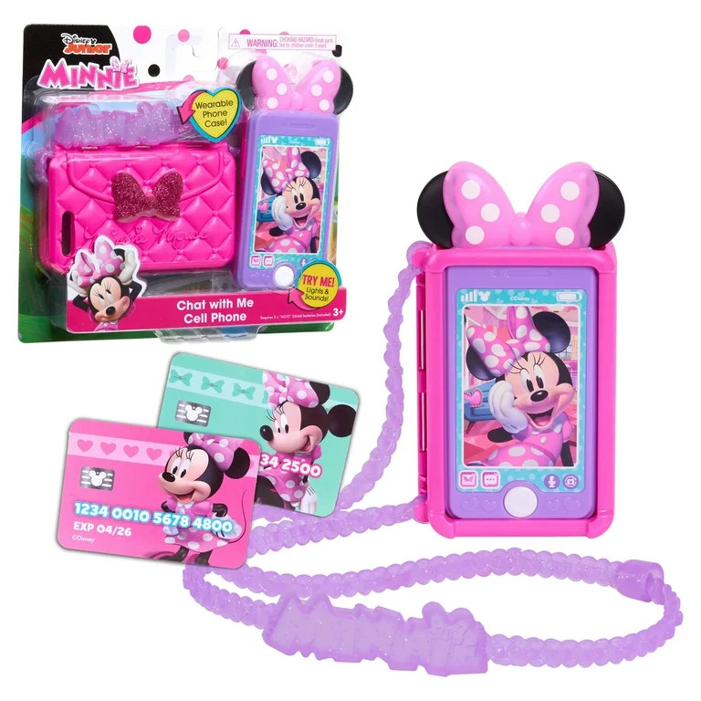 Disney Junior Minnie Mouse Chat with Me Cell Phone Set, Lights and Realistic Sounds, Includes Str... | Walmart (US)