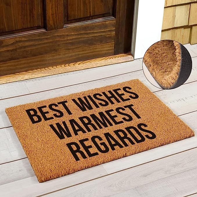 FAGGMY Funny Coir Doormat Best Wishes Warmest Regards Entryway Outdoor Floor Door Mat with Heavy ... | Amazon (US)