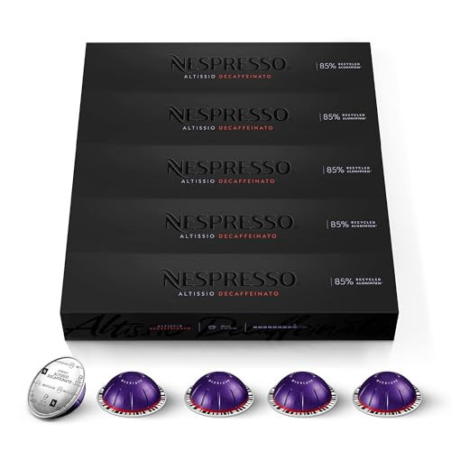 Nespresso Capsules Vertuo, Altissio Decaffeinato, Dark Roast Espresso, 50-Count Espresso Pods, Brews 1.35 oz. | Amazon (US)