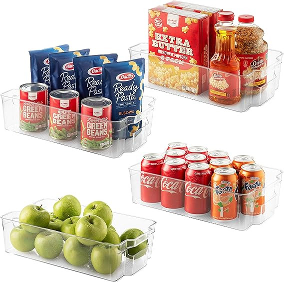Set Of 4 Refrigerator Organizer Bins - Stackable Fridge Organizers for Freezer, Kitchen, Countert... | Amazon (US)