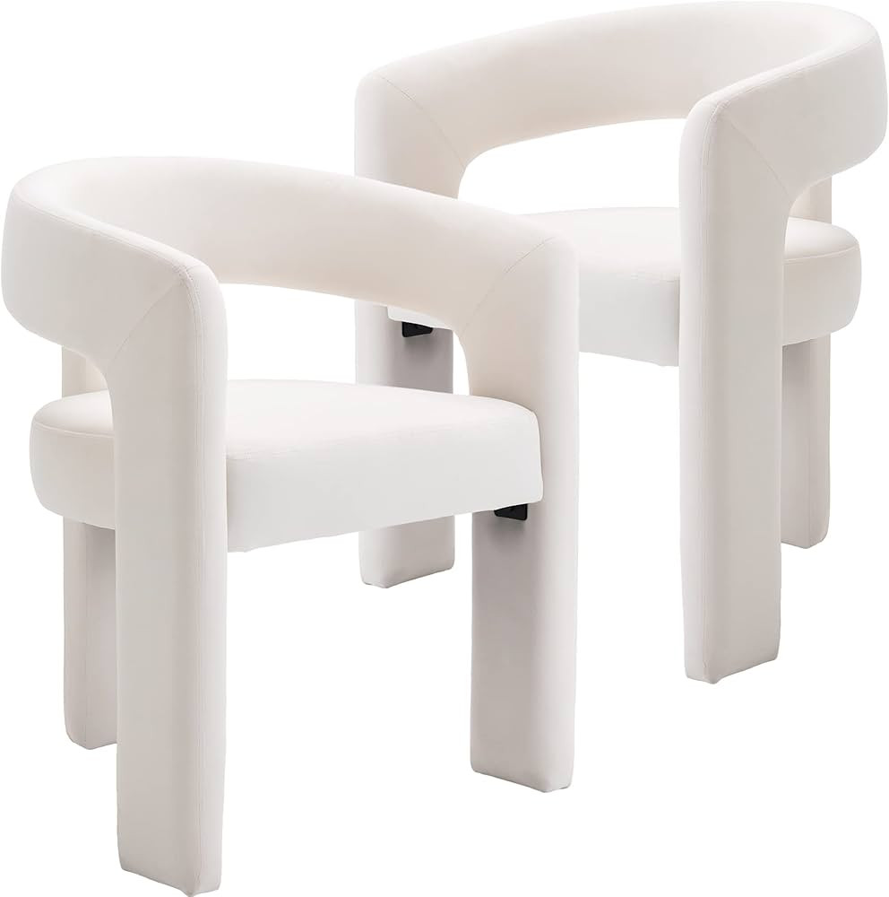 Wahson Set of 2 Velvet Fabric Upholstered Open-Back Dining Chairs, Modern Kitchen Armchair for Di... | Amazon (US)