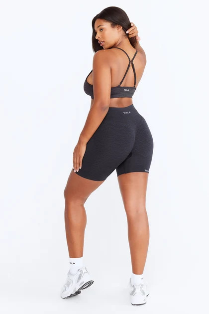 SCULPT SEAMLESS SCRUNCH CYCLING SHORTS - OYSTER BLACK MARL | TALA (UK)