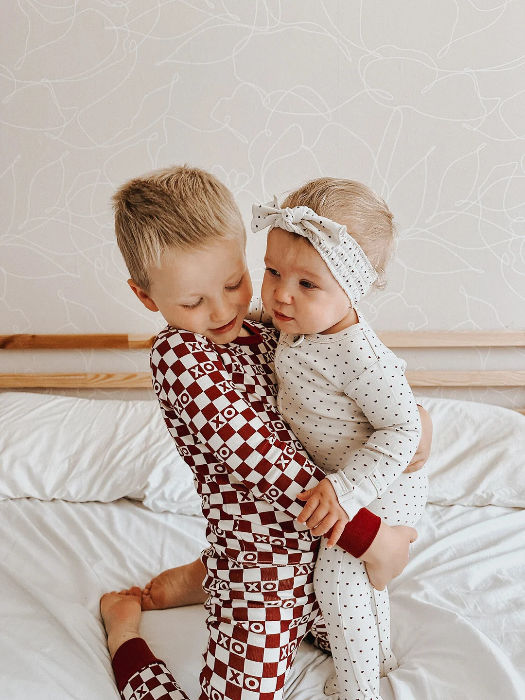 Crimson Mini Hearts | Organic Zipper Footie | L'ovedbaby