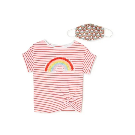 365 Kids From Garanimals Girls Striped Rainbow T-Shirt With Face Mask, Sizes 4-10 | Walmart Online Grocery