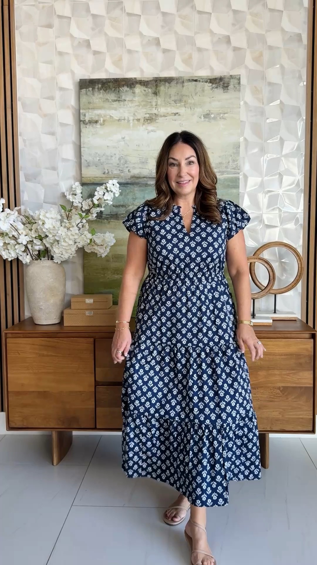 💙 Block print never misses. Breezy cotton, flutter sleeves, a ruffled split neck, and an elastic waist that makes it feel like a nightgown in the best way — plus pockets. Great fir meet the teacher nights 

Wearing size large 

@jcrew

#LTKmomlife #LTKSeasonal #LTKMidsize