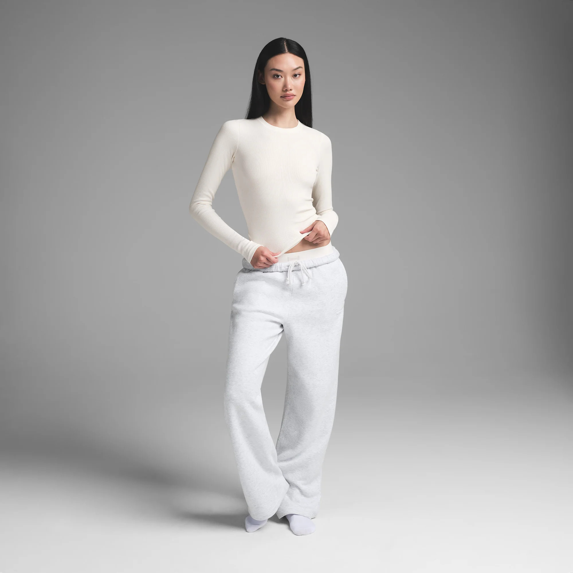 SKIMS Long Sleeve T-Shirt | White | 4XL | Cotton Rib | SKIMS (US)