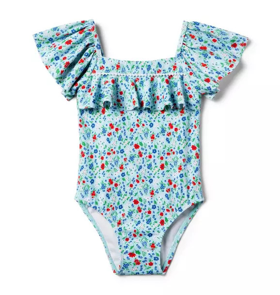 Recycled Floral Flutter Sleeve Swimsuit | Janie and Jack