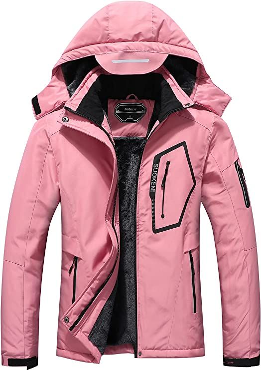 Amazon.com: SUOKENI Women's Waterproof Ski Jacket Warm Winter Snow Coat Hooded Raincoat : Clothin... | Amazon (US)