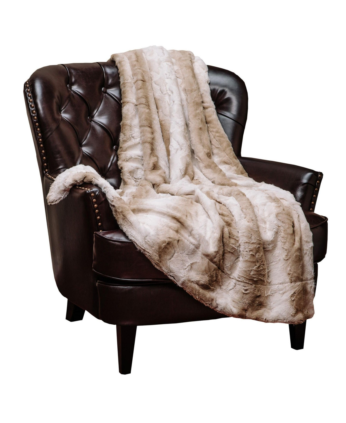 Chanasya Premium Faux Fur Ombre Throw Blanket - Super Soft, Lightweight Minky Blanket with Fuzzy Sherpa Side - 50" x 65” - Gray - Brown | Macy's