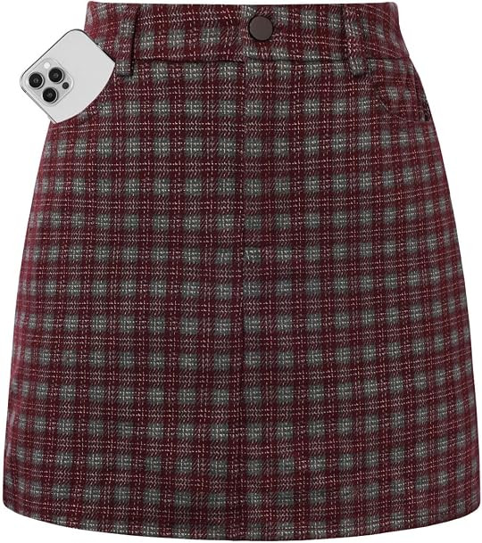 Women's Plaid Mini Skirts with Shorts, High Waist Pencil Skort with Pockets | Amazon (US)