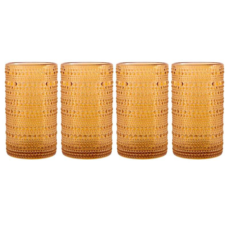 Set of 4 Spectra Amber Highball Glasses, 15oz | At Home